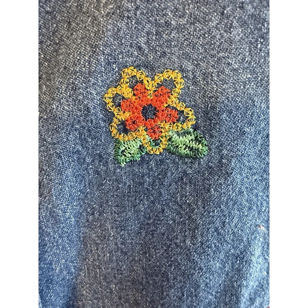 Vintage Bobbie Brooks‎ Denim Floral Embroidered Button Jacket Women's Small 4/6
